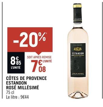 Petit Casino Estandon côtes de provence rosé millésimé offre