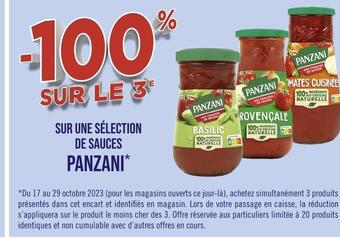 Casino Supermarchés Panzani -100% sur le 3e sur une sélection de sauces panzani offre