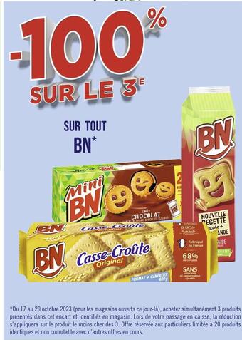 Bn -100% sur le 3e sur tout bn