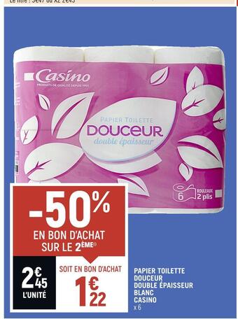 Petit Casino Casino papier toilette douceur double épaisseur blanc offre
