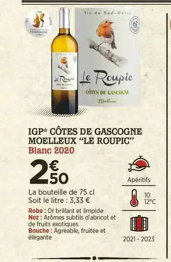 Bi1 Igp Côtes De Gascogne Moelleux offre
