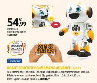 JouéClub Lexibook robot éducatif powerman advance offre