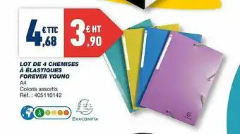 Bureau Vallée Lot De 4 Chemises à élastiques Forever Young Exacompta offre