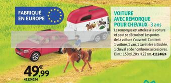 JouéClub Schleich voiture avec remorque pour chevaux offre
