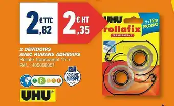 Bureau Vallée 2 Dévidoirs Avec Rubans Adhésifs Uhu offre