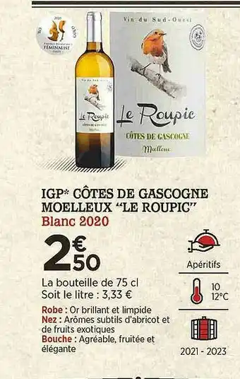 Maximarché Igp Côtes De Gascogne Moelleux offre