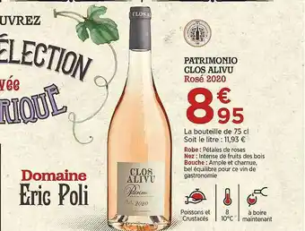 Maximarché Patrimonio Clos Alivu Rosé 2020 offre