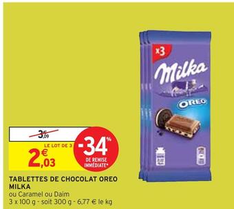 Intermarché Milka tablette de chocolat oreo offre