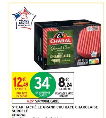 Intermarché Charal steak haché le grand cru race charolaise surgelé offre