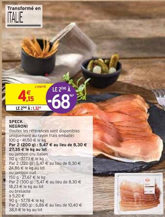Intermarché Negroni speck offre