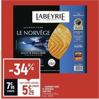 Spar Labeyrie saumon fumé le norvège offre