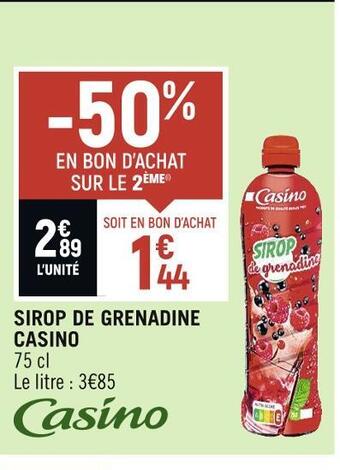 Spar Casino sirop de grenadine offre