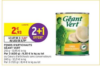 Intermarché Géant vert fonds d'artichauts offre