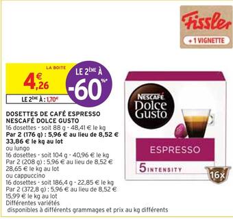 Intermarché Dolce gusto dosettes de café espresso nescafé offre
