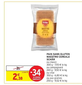Schär pain sans gluten maestro cereale