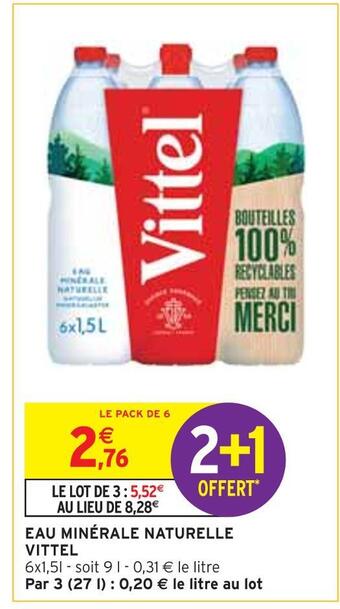 Intermarché Vittel eau minérale naturelle offre