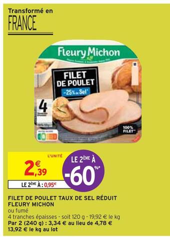 Intermarché Fleury michon filet de poulet taux de sel réduit offre