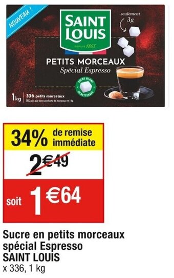 Cora x Carrefour Sucre en petits morceaux spécial Espresso SAINT LOUIS offre