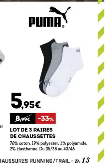 Sport 2000 Lot De 3 Paires De Chaussettes offre