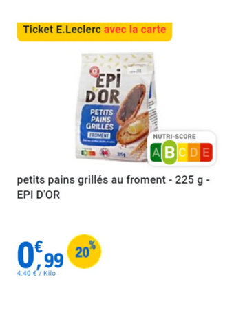 E.Leclerc Petits pains grillés au froment EPI D'OR offre