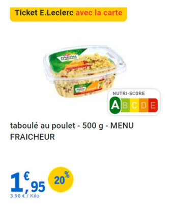 E.Leclerc Taboulé au poulet MENU FRAICHEUR offre