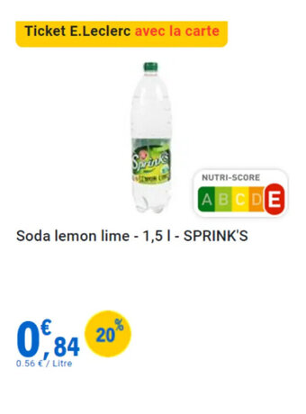 E.Leclerc Soda lemon lime SPRINK'S offre
