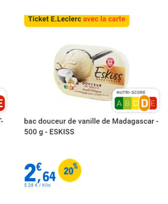 E.Leclerc Bac douceur de vanille de Madagascar ESKISS offre