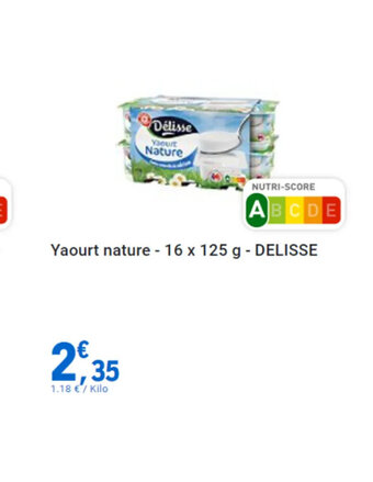 E.Leclerc Yaourt nature DELISSE offre