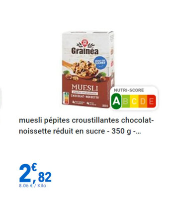 E.Leclerc Muesli pépites croustillantes chocolat-noissette réduit en sucre - 350 g -... offre
