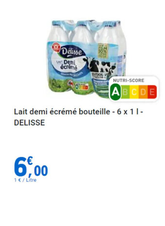 E.Leclerc Lait demi écrémé bouteille DELISSE offre