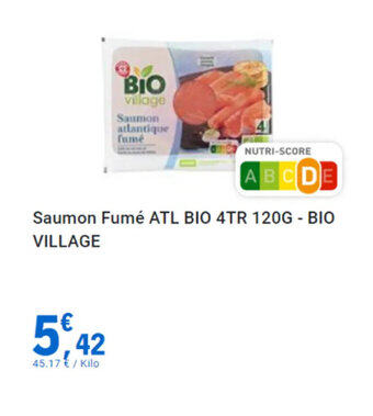 E.Leclerc Saumon Fumé ATL BIO 4TR 120G - BIO VILLAGE offre