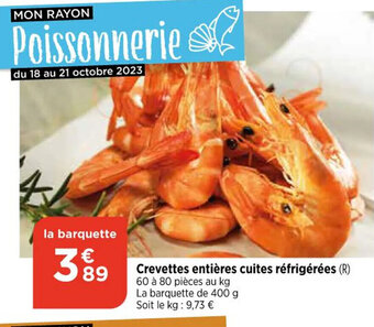 Bi1 Crevettes entières cuites réfrigérées offre