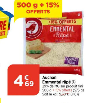 Bi1 Auchan Emmental râpé offre
