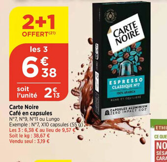Bi1 Carte Noire Café en capsules offre