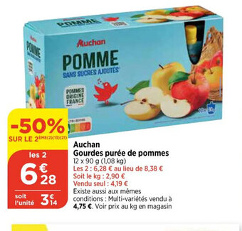 Bi1 Auchan Gourdes purée de pommes offre