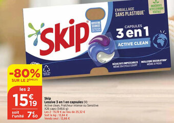 Bi1 Skip Lessive 3 en 1 en capsules offre