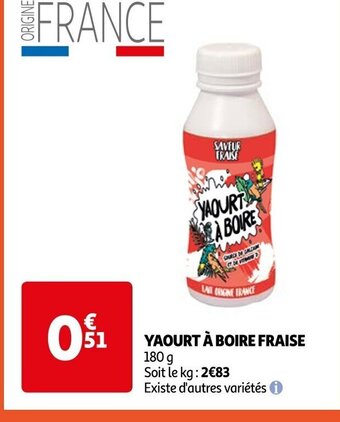 Auchan YAOURT À BOIRE FRAISE offre