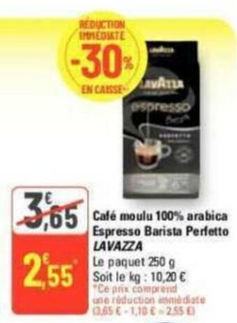 G20 Café moulu 100% arabica Espresso Barista Perfetto LAVAZZA offre