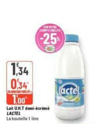 G20 Lait U.H.T demi-écrémé LACTEL offre