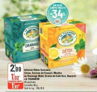 G20 Infusion Détox Curcuma, Citron, Graines de Fenouil, Menthe offre