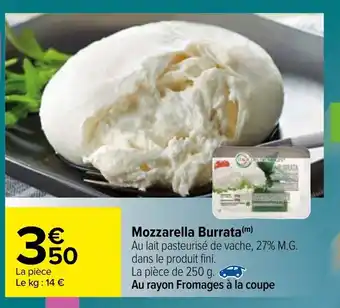 Carrefour Mozzarella burrata offre