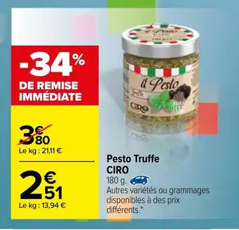 Carrefour Pesto truffe ciro offre