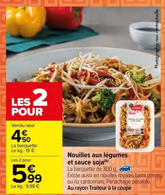 Carrefour Nouilles aux légumes et sauce soja offre