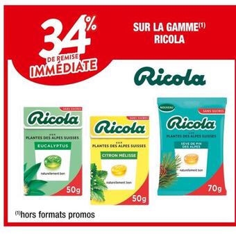 Ricola 34% de remise immediate sur la gamme ricola