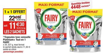 Cora x Carrefour Fairy (1)capsules lave-vaisselle platinium+ tout en 1 offre