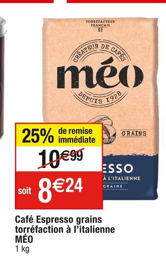 Cora x Carrefour Méo café espresso grains torréfaction à l’italienne offre