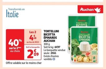 TORTELLINI RICOTTA ÉPINARDS Auchan