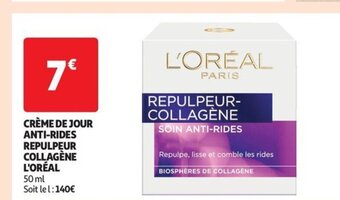 Auchan Supermarché CRÈME DE JOUR ANTI-RIDES REPULPEUR COLLAGÈNE L'ORÉAL offre