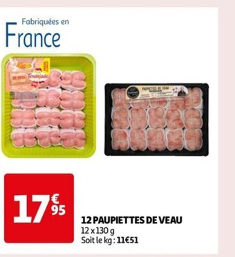 Auchan 12 PAUPIETTES DE VEAU offre