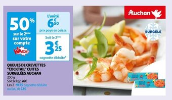 Auchan QUEUES DE CREVETTES "COCKTAIL" CUITES SURGELÉES AUCHAN offre